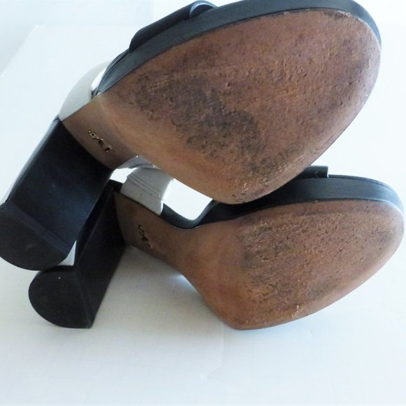 Diane Von Furstenberg 6.5 Black and White High Heel Sandals Chunky Heel EU 36.5 - Picture 8 of 8